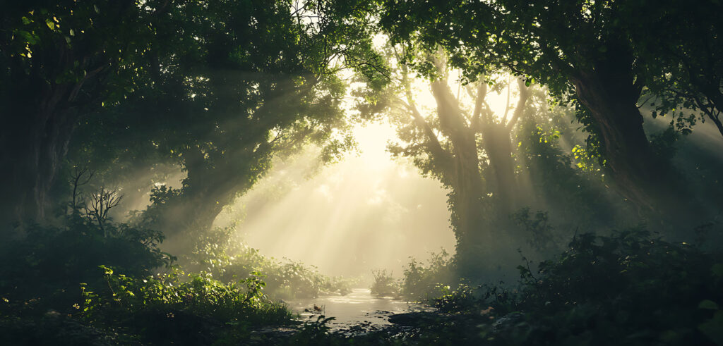 Fog lifting to reveal a clear landscape.